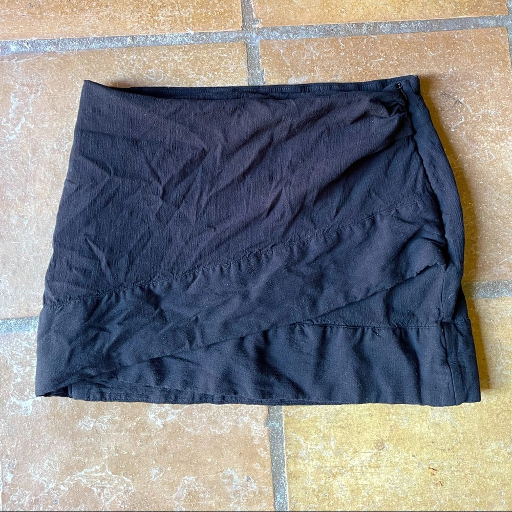 Women’s Black Wrap-Style Mini Skirt
